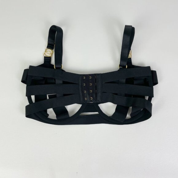 NWOT Victoria's Secret Bra 34DDD Unlined Balconet Strappy Banded Black B1721 - Picture 2 of 7